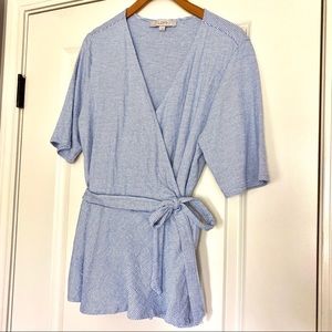 LOFT Striped Wrap Tie Shirt